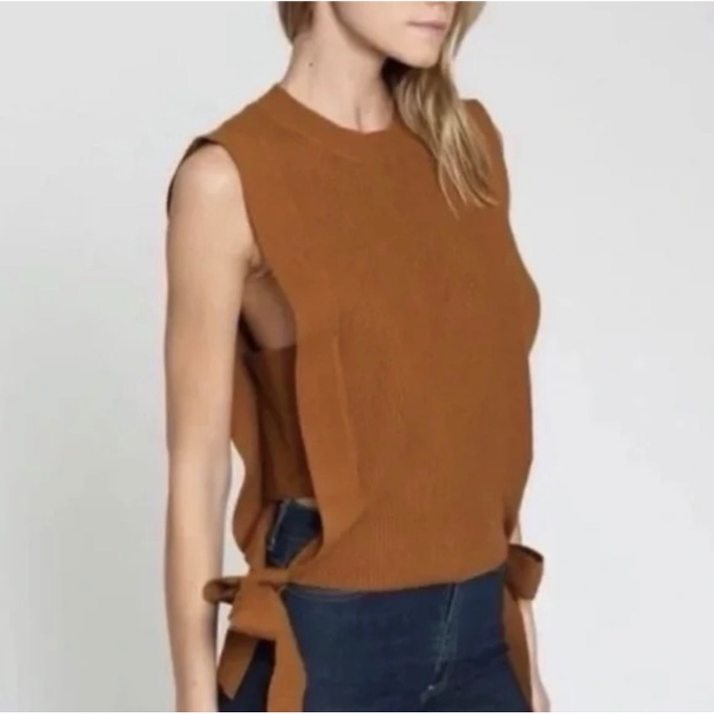DRA X Anthropologie Ruggiero Brown Knit Sleeveless Sweater Tank Size Medium